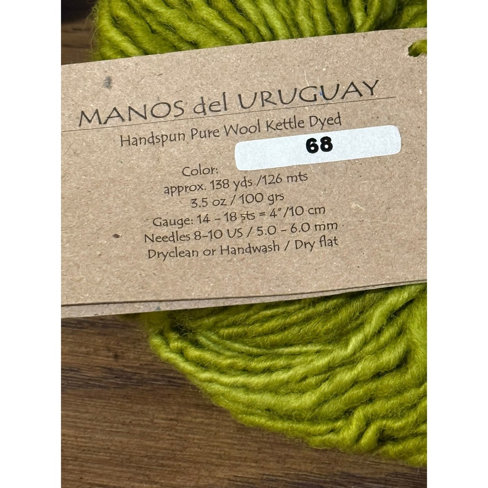 Manos del Uruguay Handspun Pure Wool Yarn Green Color 68 Lot of 2 276 Yards NWT - Picture 3 of 4